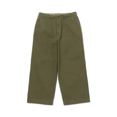 BEAMS 1940'S Detail Wide Chino Pants "Olive"