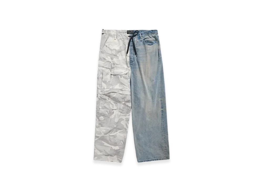 BALENCIAGA Grayscale Camo Hybrid Baggy Pants "Light Blue"
