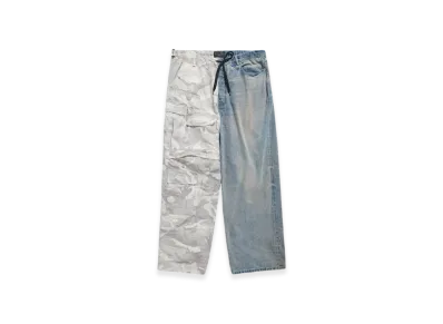 BALENCIAGA Grayscale Camo Hybrid Baggy Pants "Light Blue"