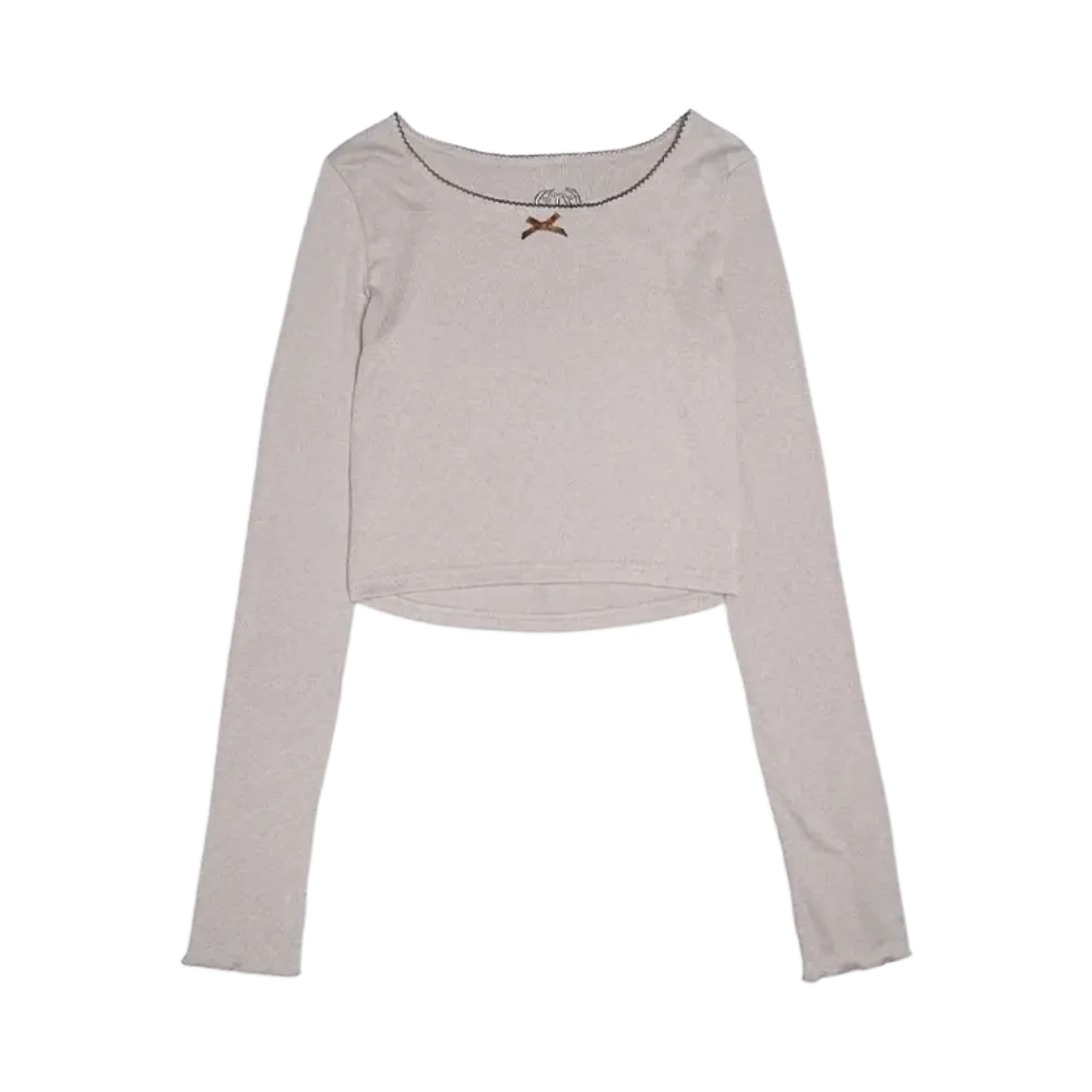 HTH Heart Pattern Cropped Long Tee "GRAY"