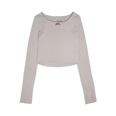 HTH Heart Pattern Cropped Long Tee "GRAY"