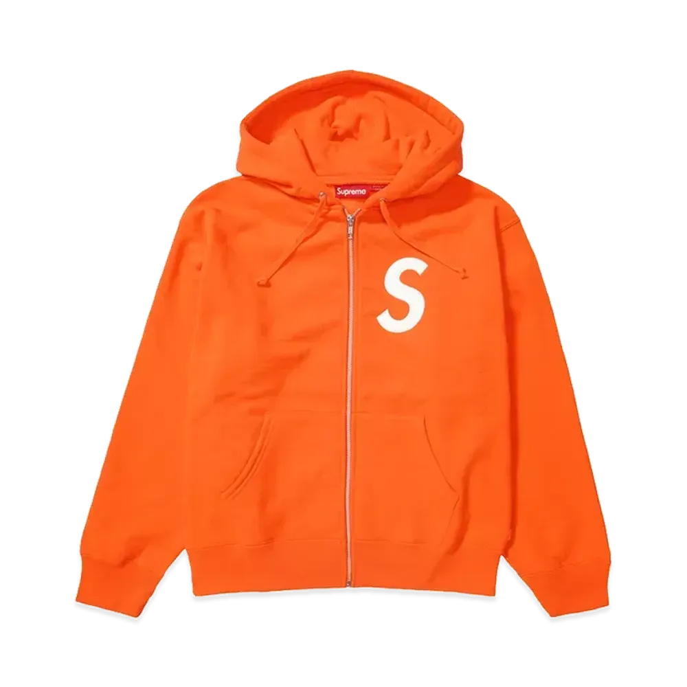 シュプリーム Sロゴ ジップアップ フーデッド スウェットシャツ "ブライトオレンジ" (FW24)