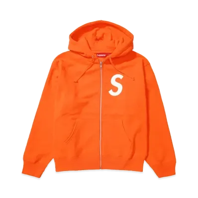 Supreme S Logo Zip Up Hooded Sweatshirt "Bright Orange" (FW24)
