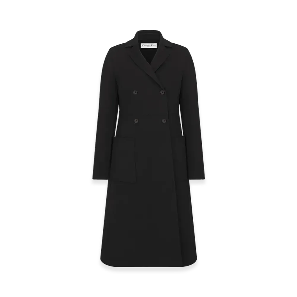 Dior Women's Coat Double Sided Virgin Wool Cashmere "Black"