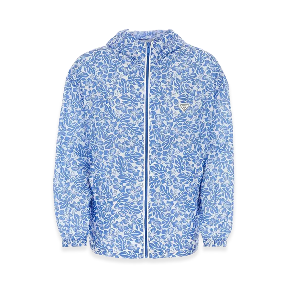 PRADA Printed Re-Nylon Windbreaker "Light Blue"