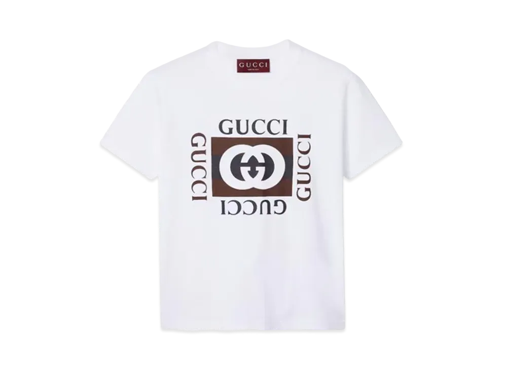 GUCCI Cotton Jersey T-Shirt with Print "Whhite"