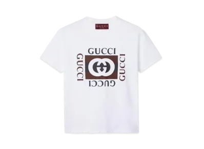 GUCCI Cotton Jersey T-Shirt with Print "Whhite"
