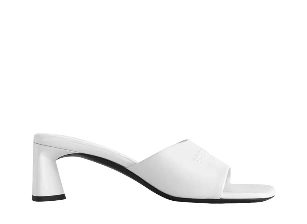 BALENCIAGA Women's Duty Free 60mm Sandal in Shiny Soft Sheepskin "White"