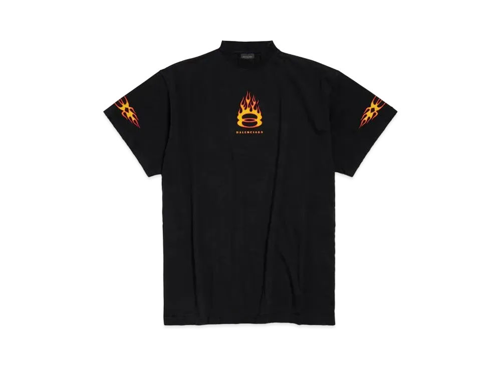BALENCIAGA Burning Unity T-Shirt Oversized in Vintage Jersey "Black"
