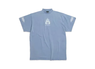 BALENCIAGA Burning Unity T-Shirt Oversized in Vintage Jersey "Light Blue"