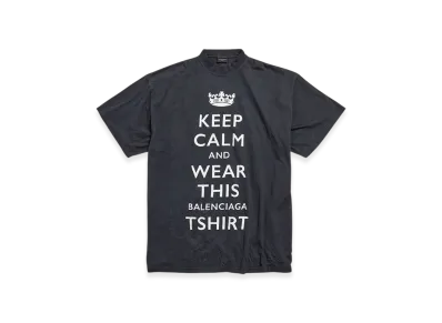 BALENCIAGA Women's Keep Calm Oversized T-Shirt Faded "Black"