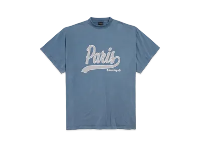 BALENCIAGA Enjoy Paris T-Shirt Oversized in Vintage Jersey "Faded Blue"