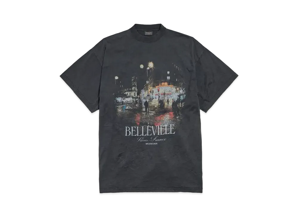 BALENCIAGA Belleville T-Shirt Oversized in Washed Faded Vintage Jersey "Black"