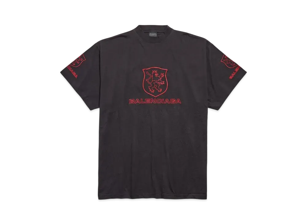 BALENCIAGA Men's Lion Club T-Shirt Oversized "Black/Red"