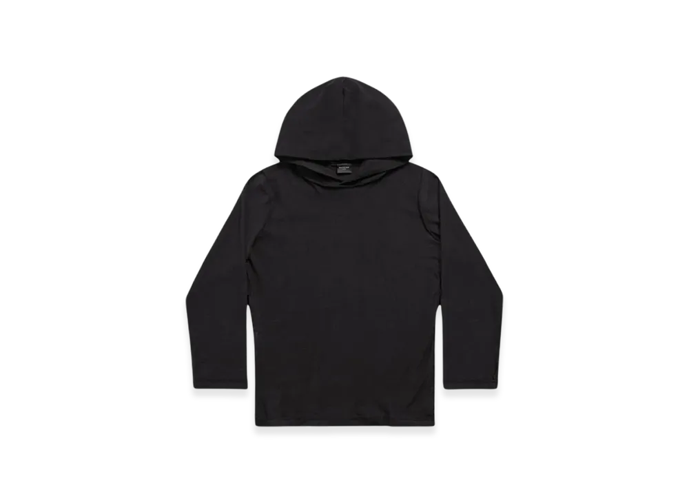 BALENCIAGA Inside-Out Long Sleeve Hooded Fitted T-Shirt "Black"