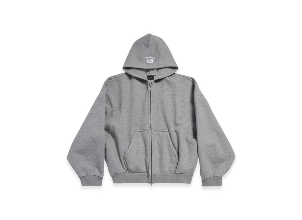 BALENCIAGA Unity Sports Icon Baggy Large Fit Zip Hoodie "Gray White"
