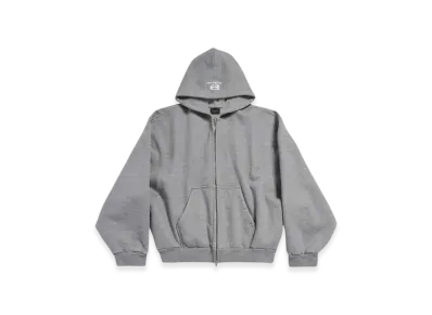 BALENCIAGA Unity Sports Icon Baggy Large Fit Zip Hoodie "Gray White"