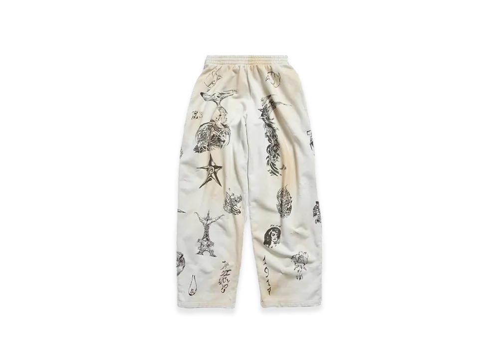 BALENCIAGA Tat Baggy Sweatpants "Beige Brown"