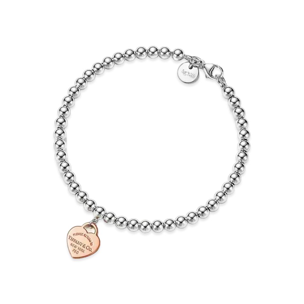 Tiffany & Co. Return to Tiffany Heart Tag Bead Bracelet 18K "Silver/Rose Gold"