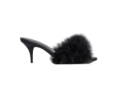 BALENCIAGA Women's Boudoir 70mm Sandal In Feathers "Black"