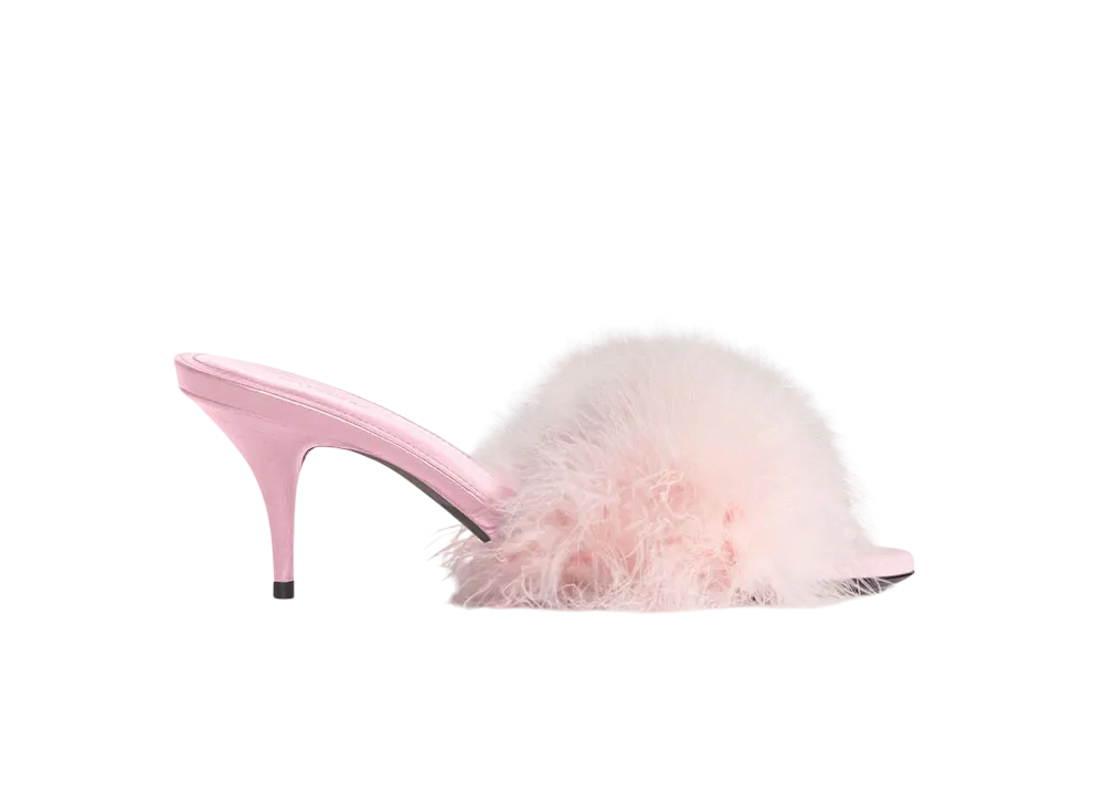 BALENCIAGA Women's Boudoir 70mm Sandal In Feathers "Pink"