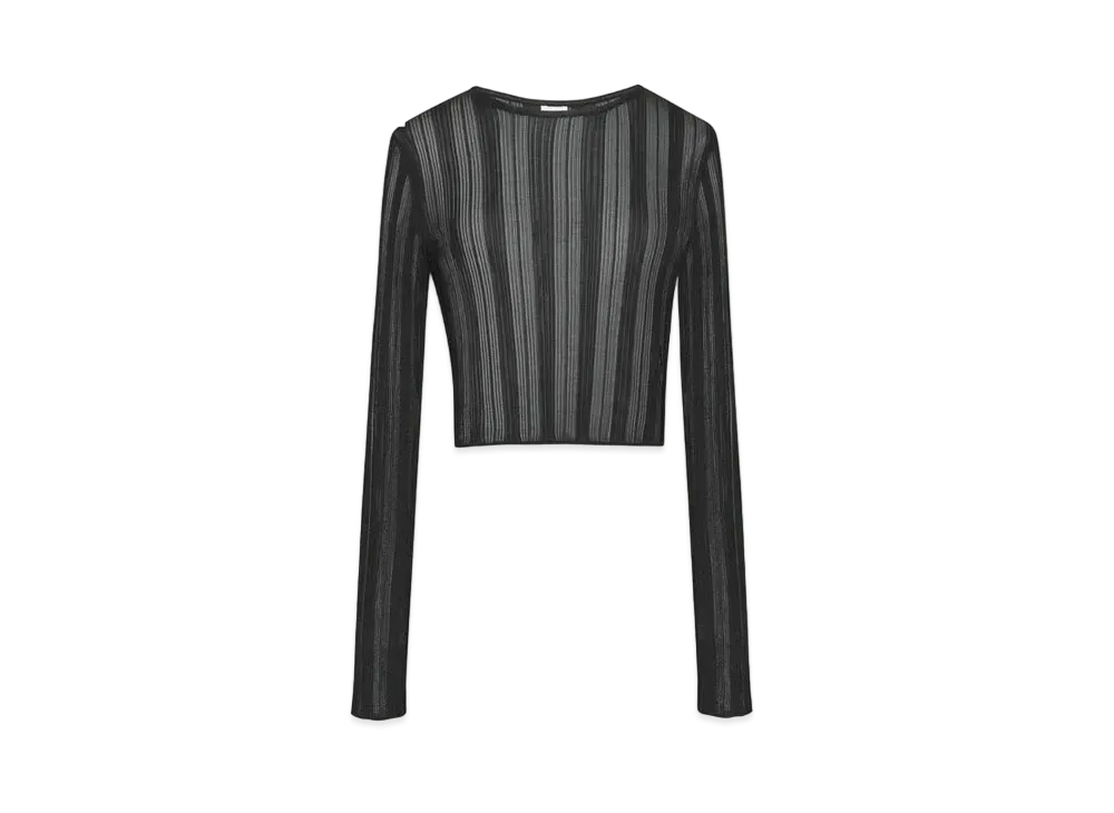サンローラン ウィメンズ クロップド トップ (ストライプ/ニット