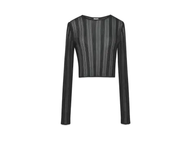 Saint Laurent Women's Cropped Top in Striped Knit "Black"