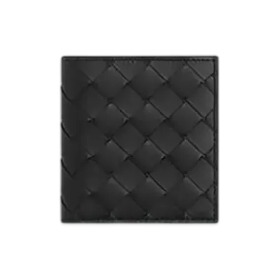 Bottega Veneta Intrecciato Slim Bi-Fold Wallet "Black/Madder Brown"