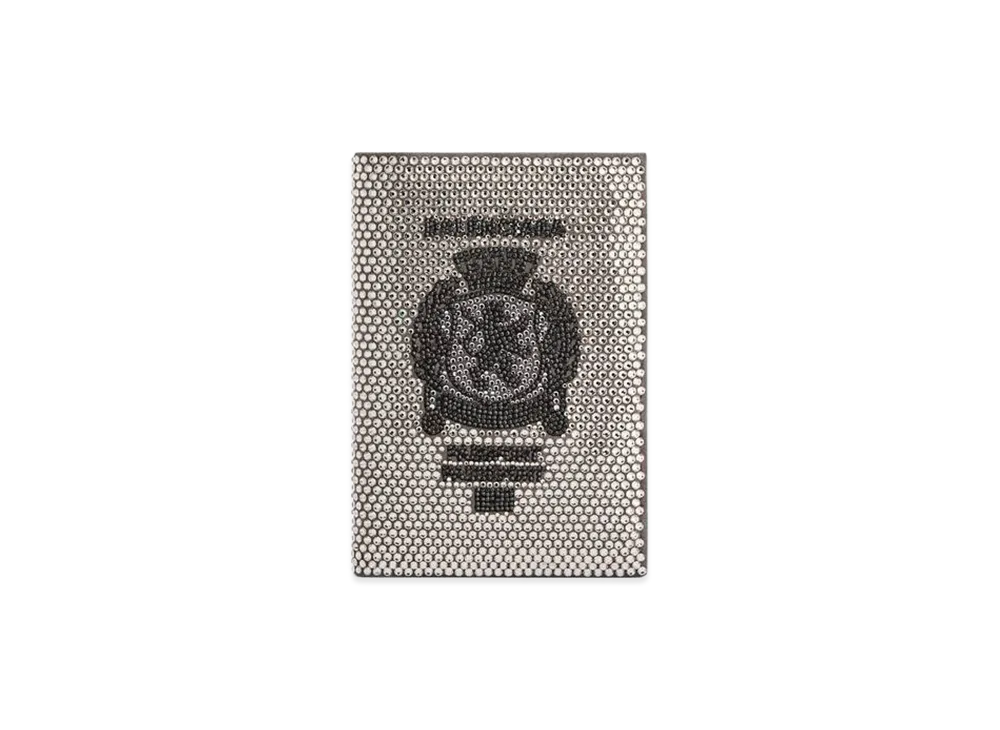 BALENCIAGA Passport Holder with Rhinestones "Smoke Grey"