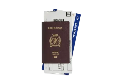 BALENCIAGA Passport Long Wallet 2 Tickets In Semi Matte Soft Textured Calfskin "Dark Red"