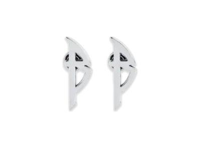 BALENCIAGA Typo Metal Earrings "Silver"