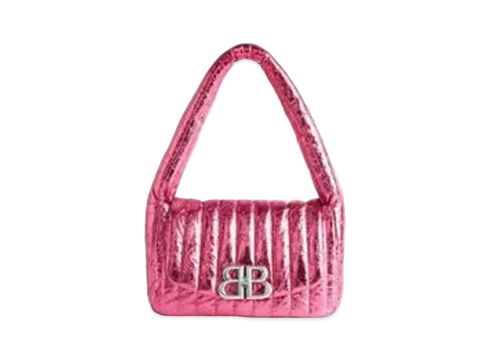 BALENCIAGA Monaco Small Sling Bag Metallized Quilted "Pink"