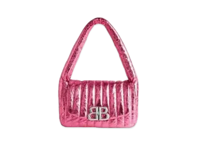 BALENCIAGA Monaco Small Sling Bag Metallized Quilted "Pink"