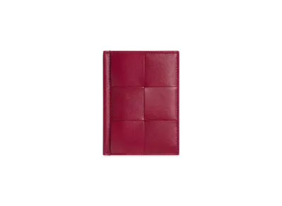 Bottega Veneta Cassette Slim Flap Card Case "Dark Red/Bliss Washed"