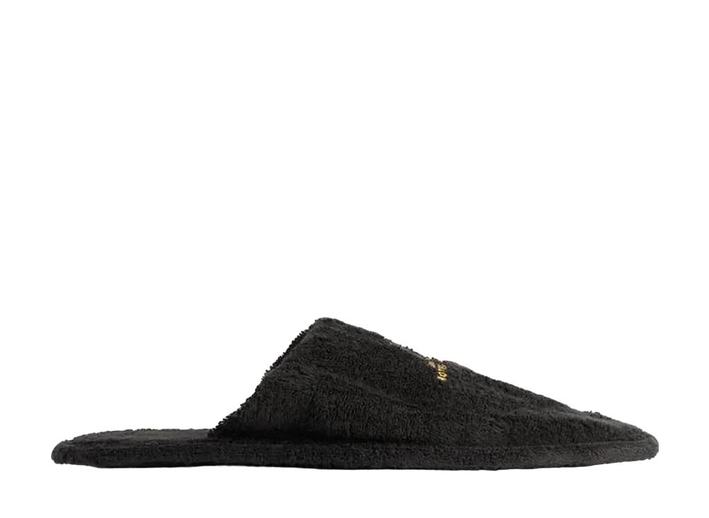BALENCIAGA Hotel Flat Mule in Cotton Towel "Black/Gold"