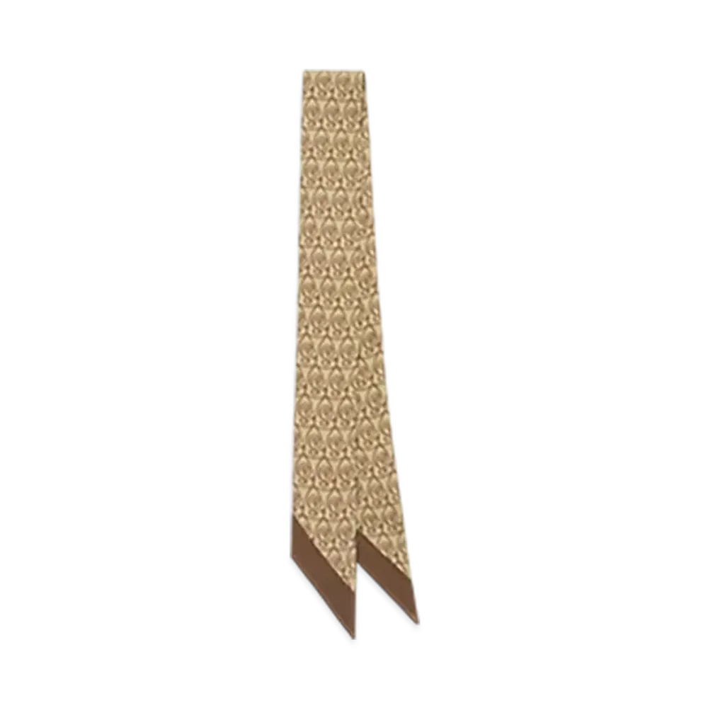 Burberry Skinny B Shield Silk Scarf "Sand"