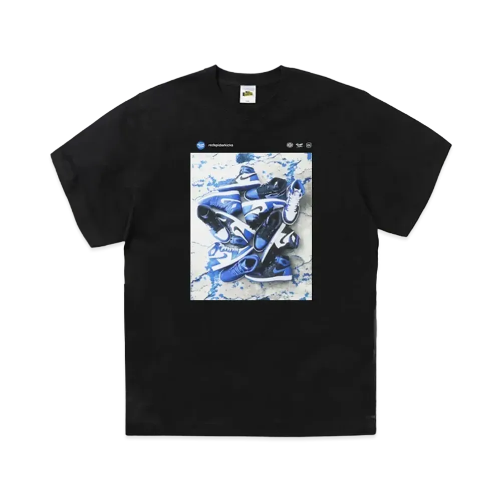 SNKRDUNK × THE NETWORK BUSINESS × RED SPIDER KICKS Tee AJ1 BLUE "BLACK"
