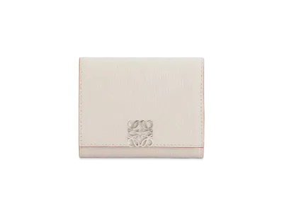 LOEWE Anagram Square Coin Cardholder In Pebble Grain Calfskin "Light Ghost"