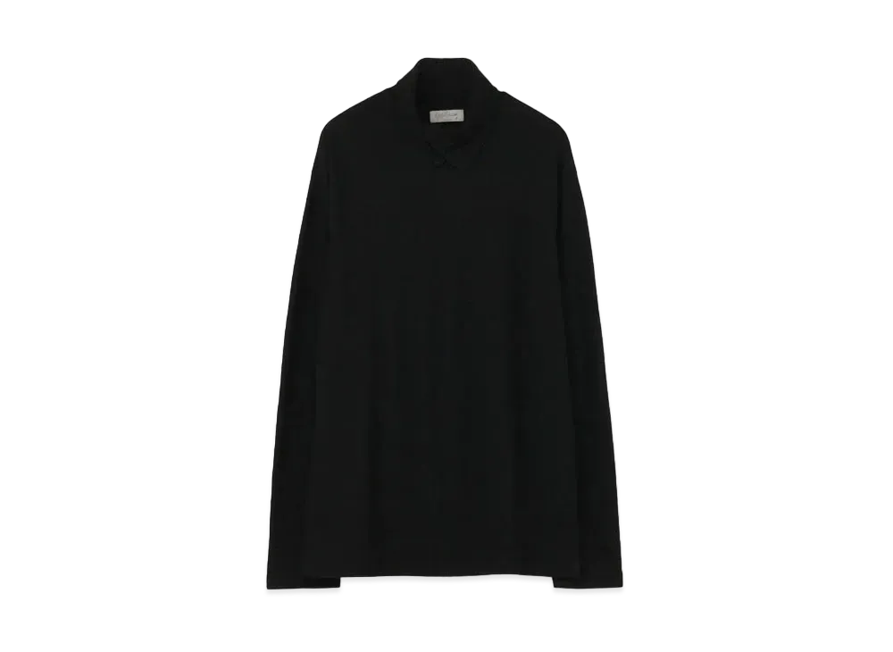 Yohji Yamamoto Pour Homme WOOL AIR PLAIN STITCH REGULAR LAYERED COLLAR TURTLE "Black"