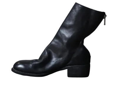 GUIDI Back Zip Mid Boots Horse Full Grain Leather "Black" 788 Leather Sole(Heel Double Sole)