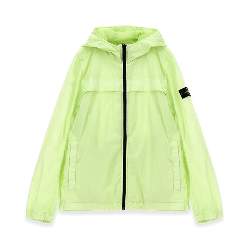 Stone Island Kids Logo Badge Hooded Jacket "Green"