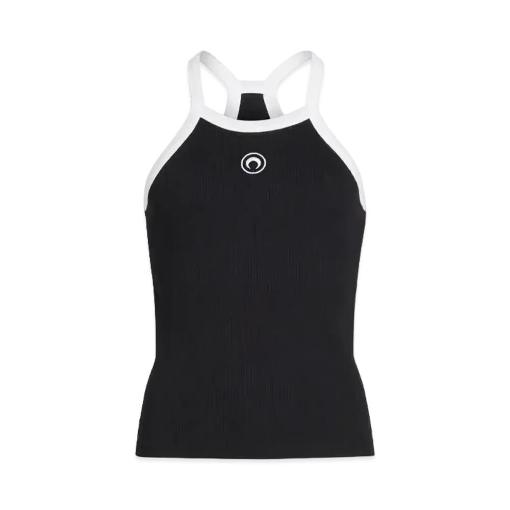 Marine Serre Organic Cotton Ribbed Tank Top #1 "Black"