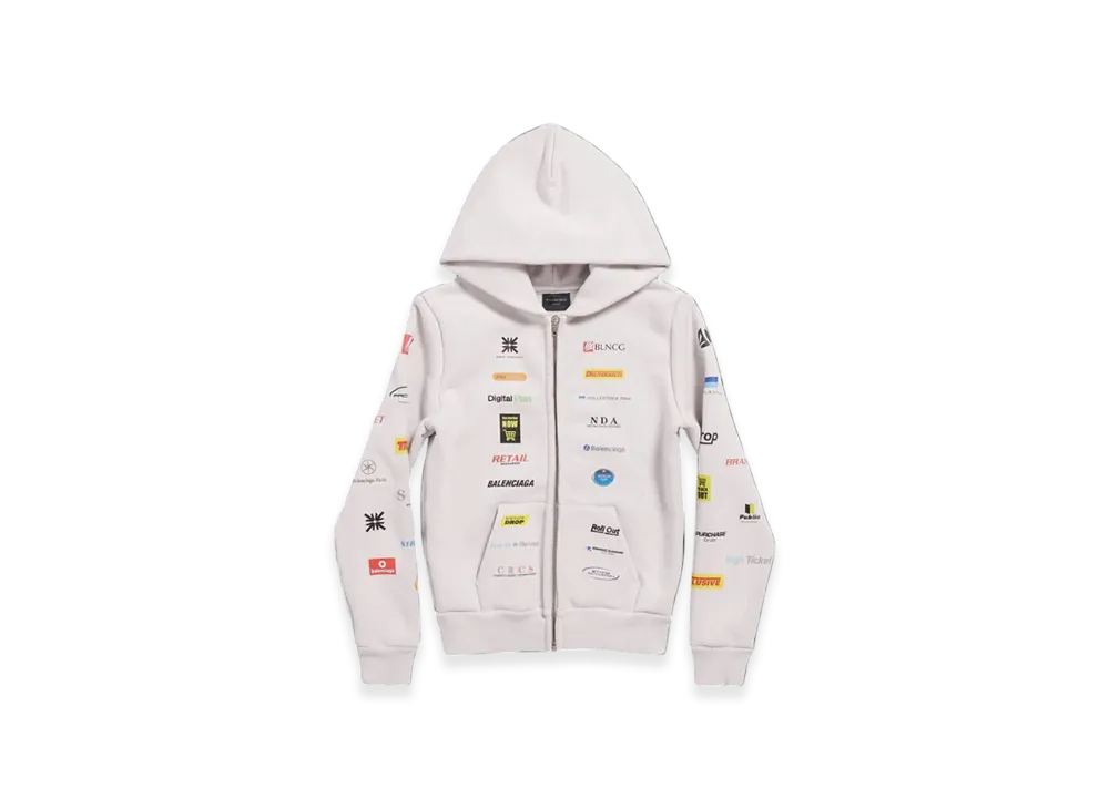 BALENCIAGA Business English Small Fit Zip Hoodie "Off White"