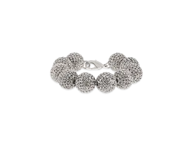 BALENCIAGA Quantum Bracelet in Acrylic, Brass and Stainless Steel with Rhinestones "Silver/Gray"