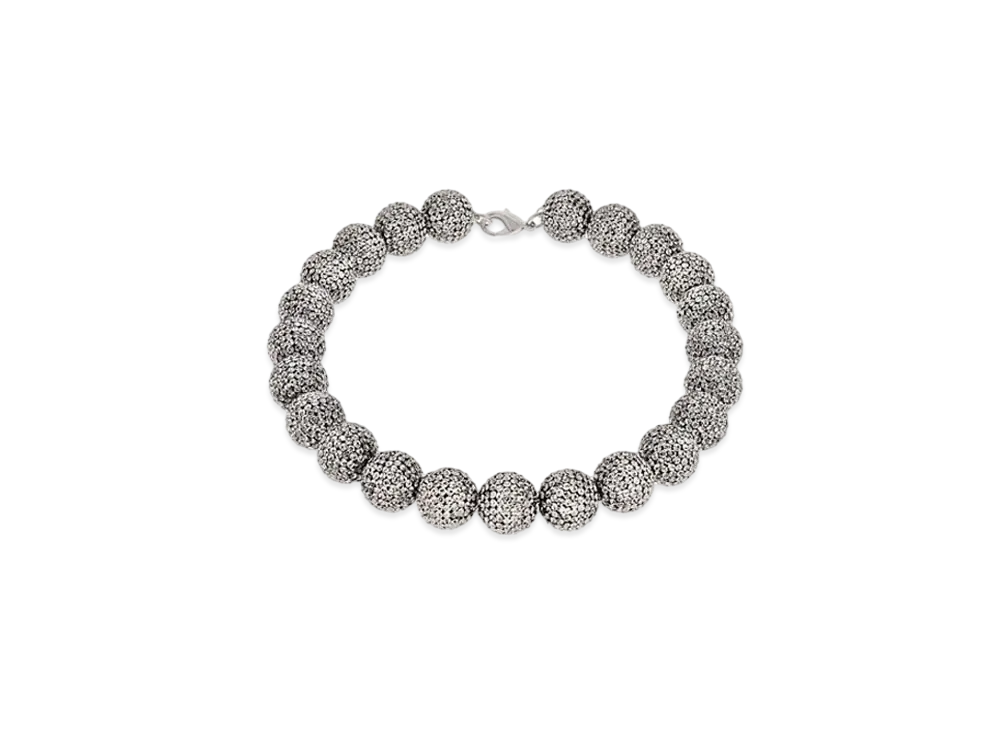 BALENCIAGA Quantum Choker in Acrylic, Brass and Stainless Steel with Rhinestones "Silver/Gray"