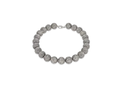 BALENCIAGA Quantum Choker in Acrylic, Brass and Stainless Steel with Rhinestones "Silver/Gray"