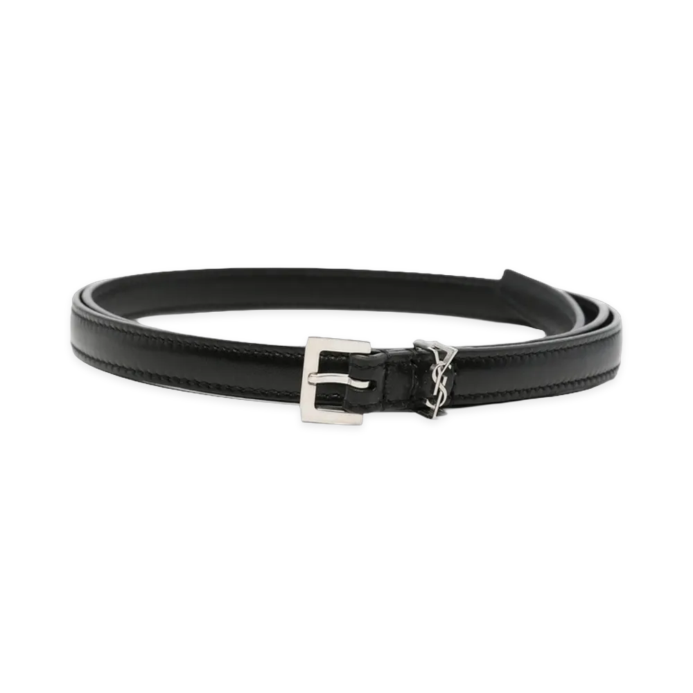 Saint Laurent Women's Cassandre Extra Thin Belt "Black"