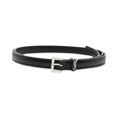 Saint Laurent Women's Cassandre Extra Thin Belt "Black"