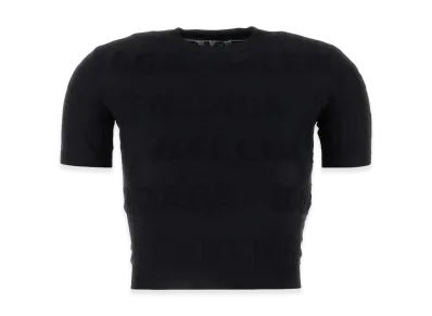 BALENCIAGA Women's Stretch Viscose Blend T-Shirt "Black"