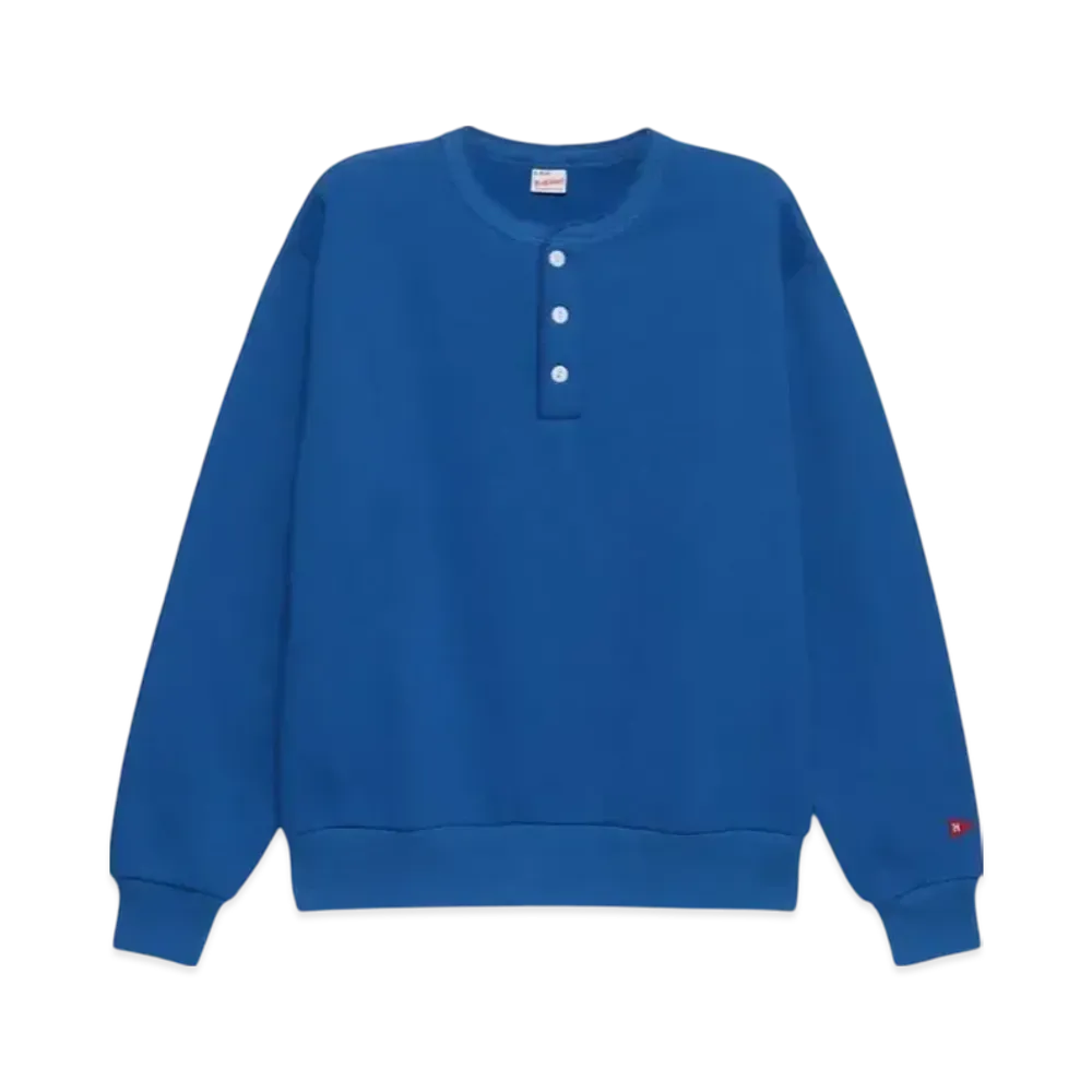 Healthknit Classic Sweat Henley Neck Long Sleeve "Blue"